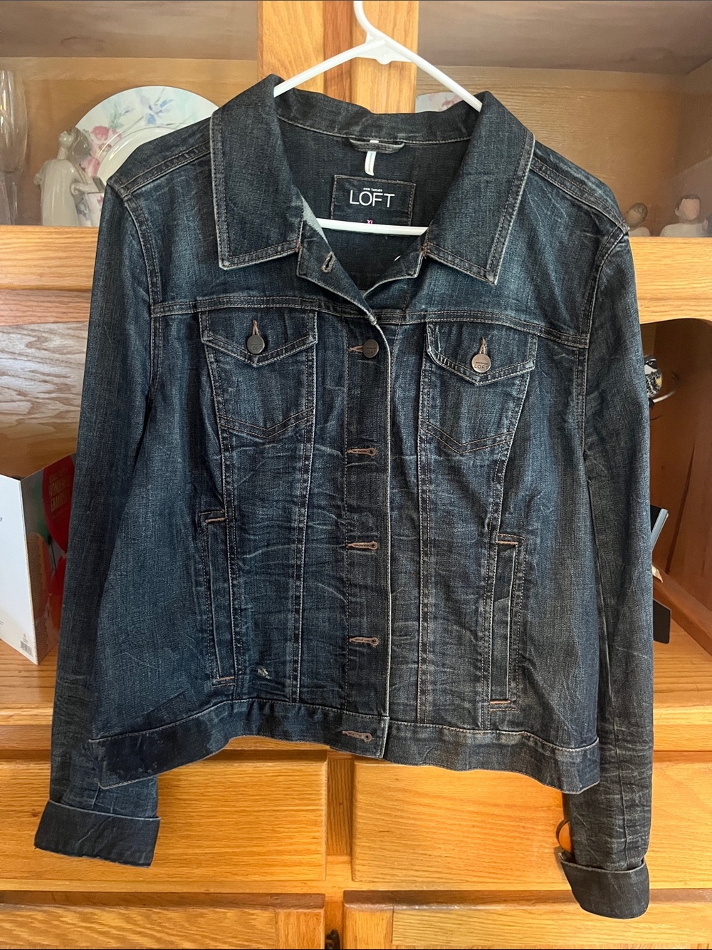 LOFT Women's Dark Wash Denim Jacket -